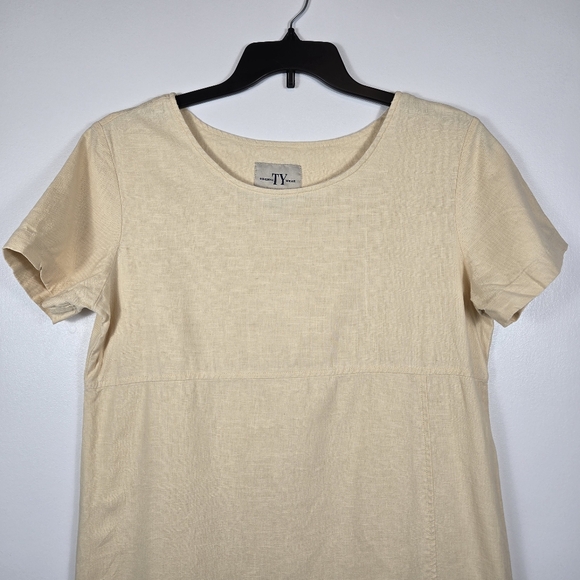 Vintage Original TY Wear Loose Fit Butter Yellow Linen Blend Maxi Dress Small - Picture 3 of 14